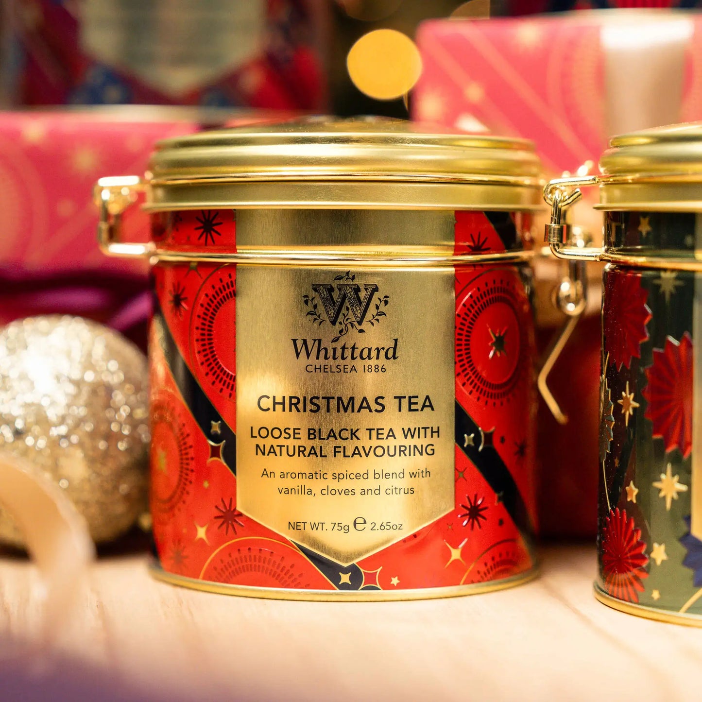 Christmas Tea Clip Top Tin